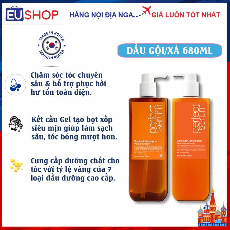 Cặp dầu gội xả MISE EN SCENE Perfect Repair, chai 680ml
