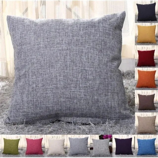 Vỏ Gối Trơn Vải Lanh Lớn, 40x40cm, 45x45cm, 50x50cm, 55x55cm, 30x50cm, Vỏ Đệm, Thích Hợp Để Trang Trí Ghế Sofa Gia Đình, Không Bao Gồm Chất Liệu Làm Căng