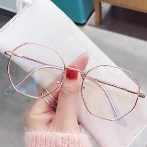 FS Octagon Frame Metal Glasses pointed triangle iron anti blue light filter rose gold silver gold black round face female male unisex female men eyewear spec glasses