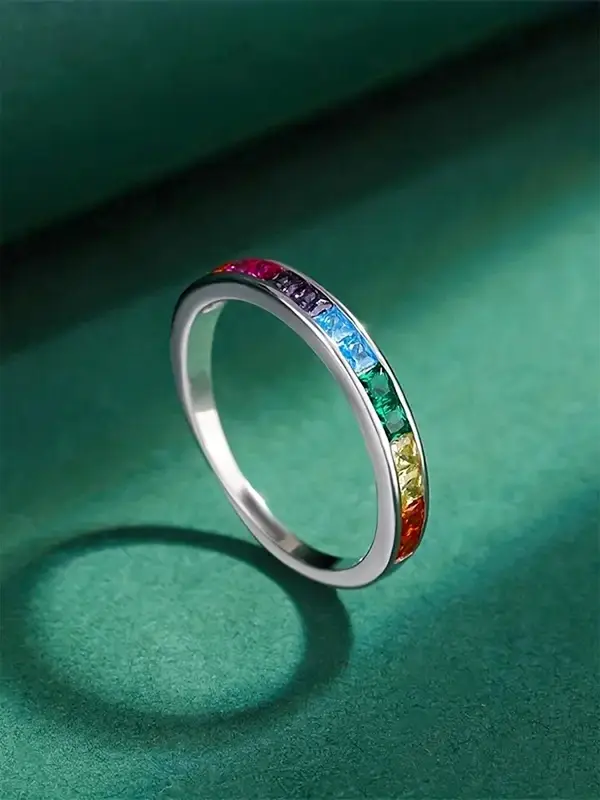 Fashion Colorful Artificial Zirconia Decor Ring, Fashion Jewelry for Party, Daily Clothing Decor, Trendy All-match & Exquisite Jewelry for Birthday Gift, Red Ring 0