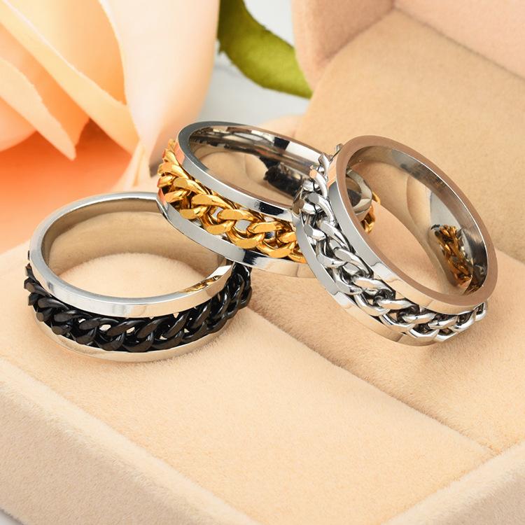 Product Introduction of New Simple Lucky Jewelry Men's Titanium Steel Rotatable Open Beer Bottle Chain  Domineering Personalized size 2 ring 13