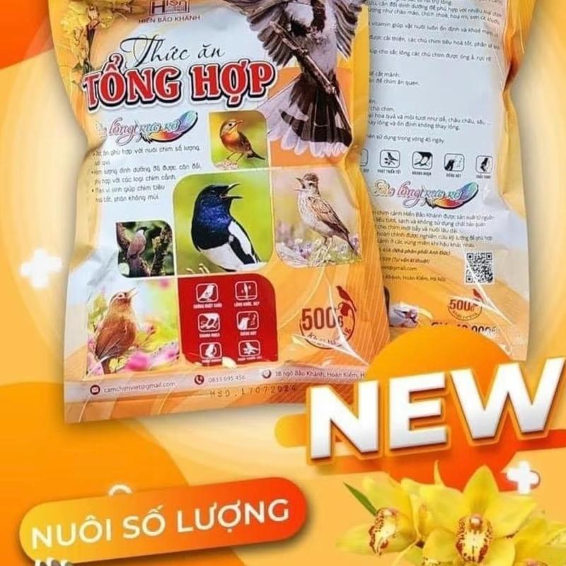 Combo 8 Gói cám Tổng Hợp Hiển Bảo Khánh 500g Thức Ăn dành cho tất cả các loại chim Tặng Xúc Cám