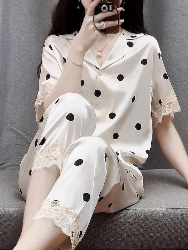 Đồ bộ Nữ LUXURY'S PIJAMA tay ngắn họa tiết chấm bi TN0005 quan  ao  ngu 1