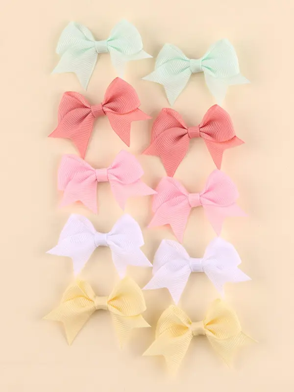 Cute Bow Decor Hair Clip, 2024 New Style Solid Color Ribbon Baby Bows Hair Clips for Girls, Fashion Mini Hair Accessories for Women & Girls 3