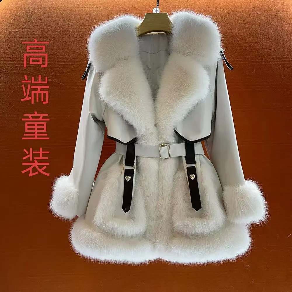 Quần Áo Cotton Có Đệm, Cao Cấp, Cho Bé Gái Công Chúa, Lông Cáo Giả, Áo Khoác Nhiều Màu, Lông Giả, Lót Nhồi Bông Tích Hợp Lông Mới 2024