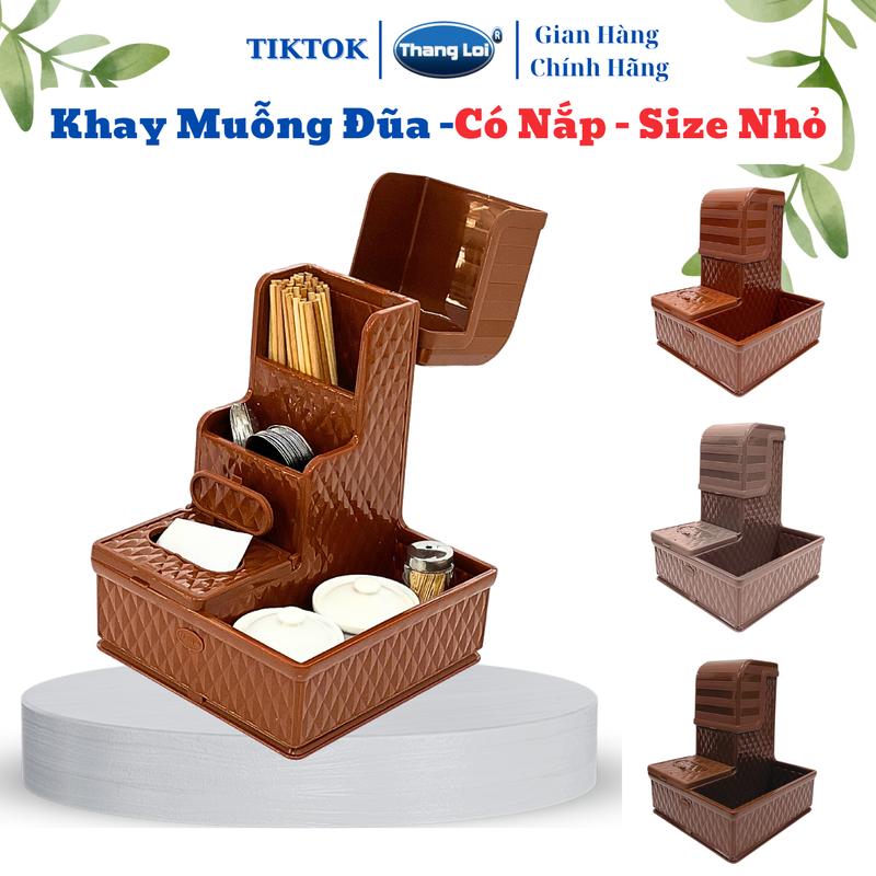 Khay Ống Đựng đũa có nắp kèm hộp giấy và khay đựng gia vị Nhựa Thắng Lợi size nhỏ 22x24x27.5 TL080