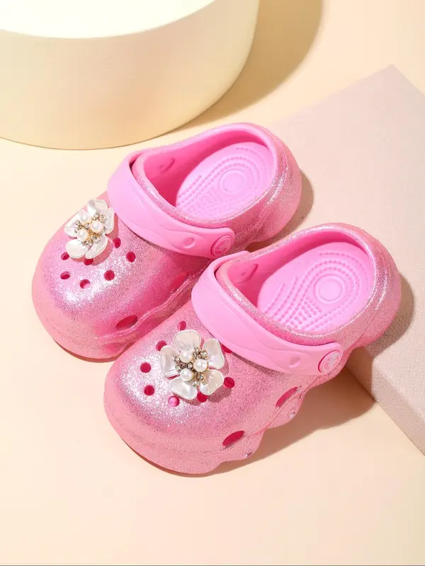 Girl's Cute Flower Decorated Slippers, Lightweight Comfortable Non-slip Soft Sole Beach Shoes, Casual Comfortable Shoes for All Seasons 8