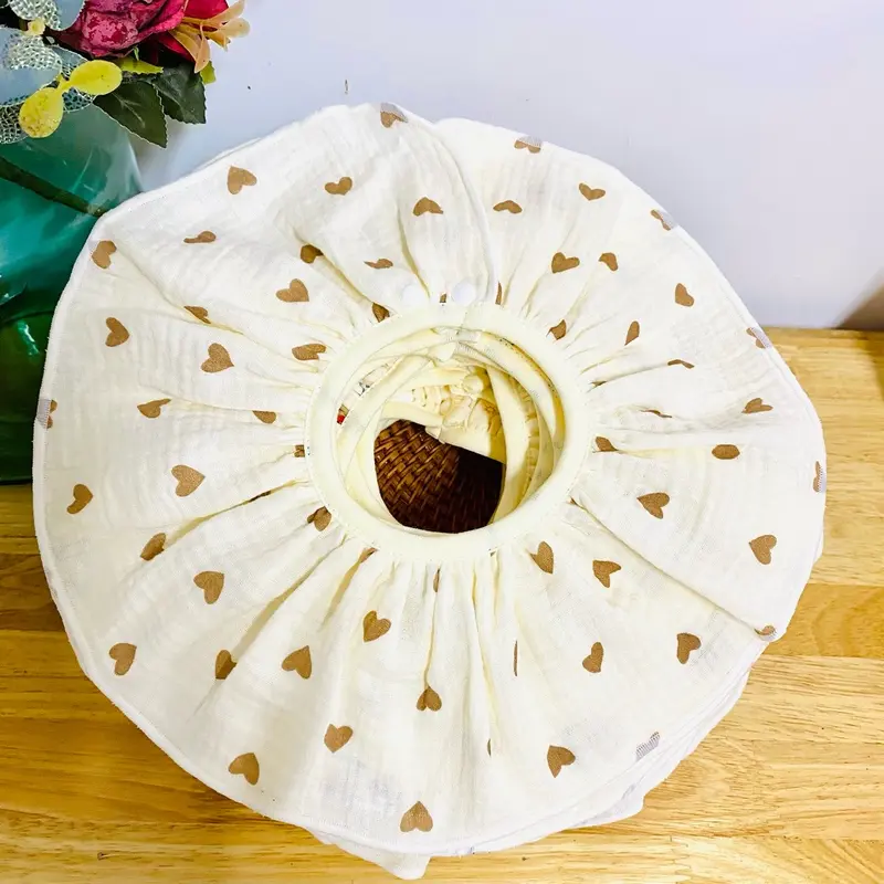 Set 5 Yếm TRÒN xô 2 lớp muslin siêu thấm hút và mềm mỏng cho bé vòng cổ rộng rãi 2 nấc bấm 0