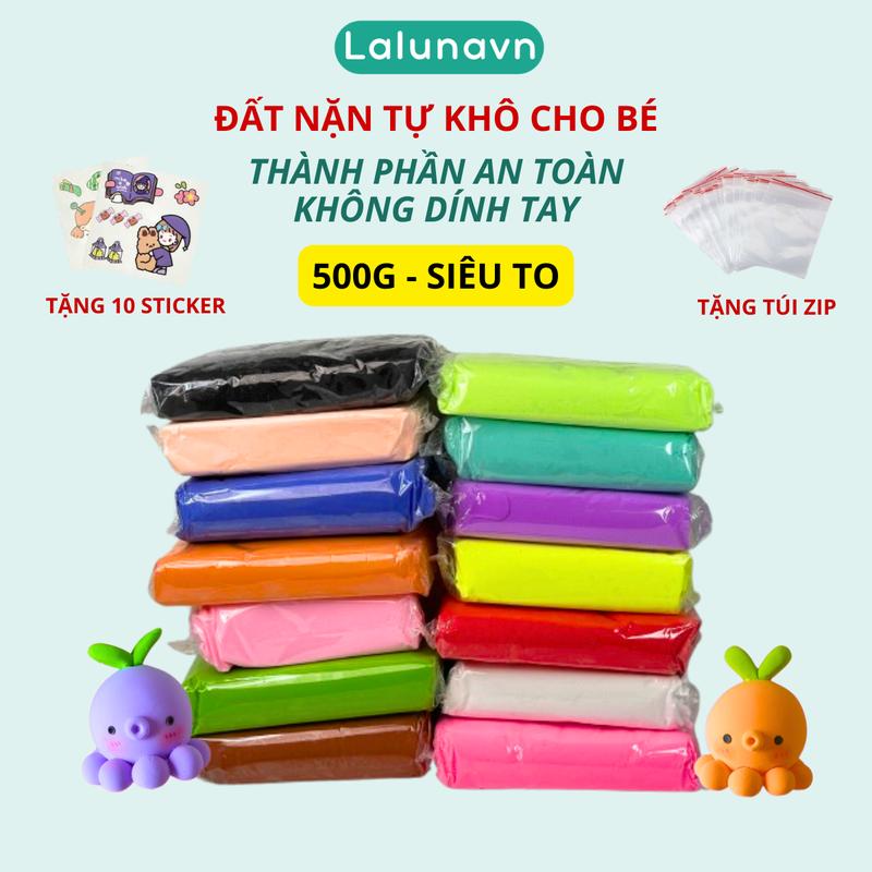 Đất sét đất nặn giá sỉ siêu nhẹ tự khô 500gr Full màu đồ làm handmade slime DIY đồ chơi cho bé B195