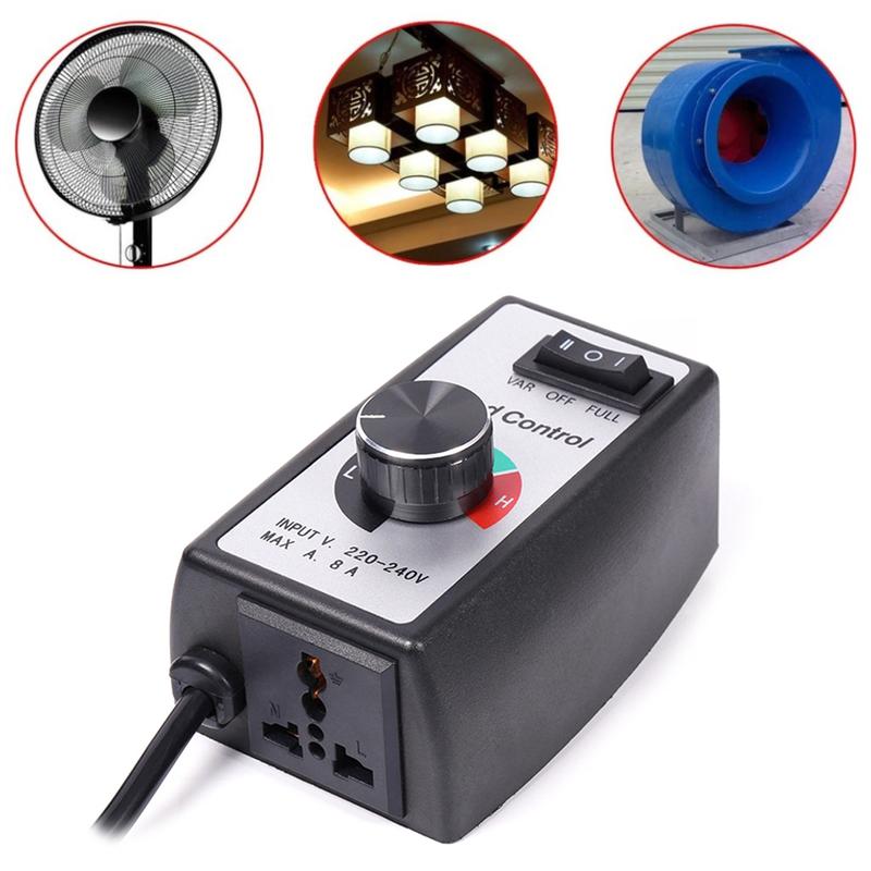 Product Introduction of Universal EU Plug 230V 8A Stepless Motor Speed Controller Adjuster Duct Fan Governor Switch Dimmer Electric Speed Regulator Electrical Accessories 79