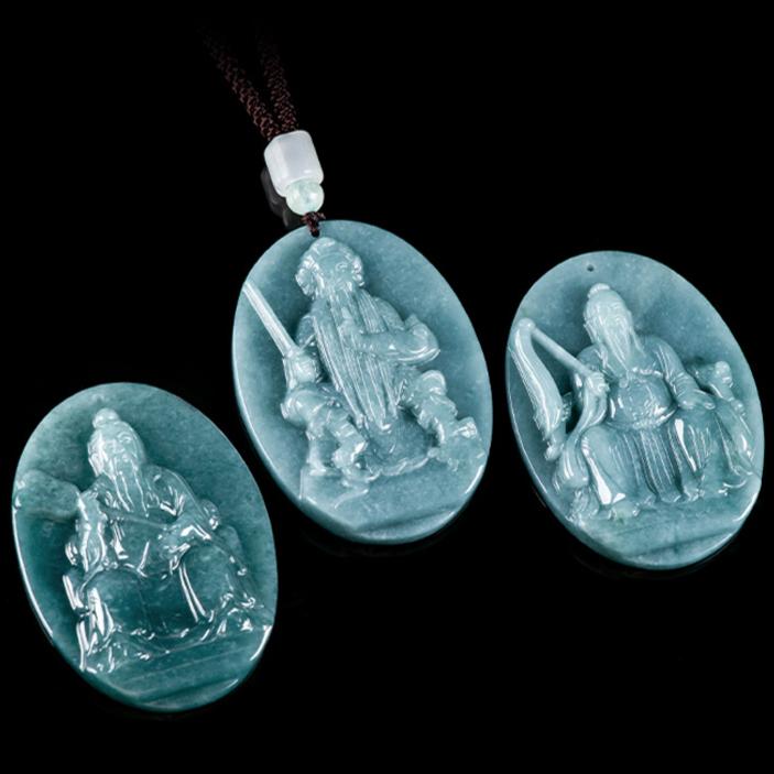 Natural A jadeite blue water Taoist primeval pendant pendant jade pendant 8