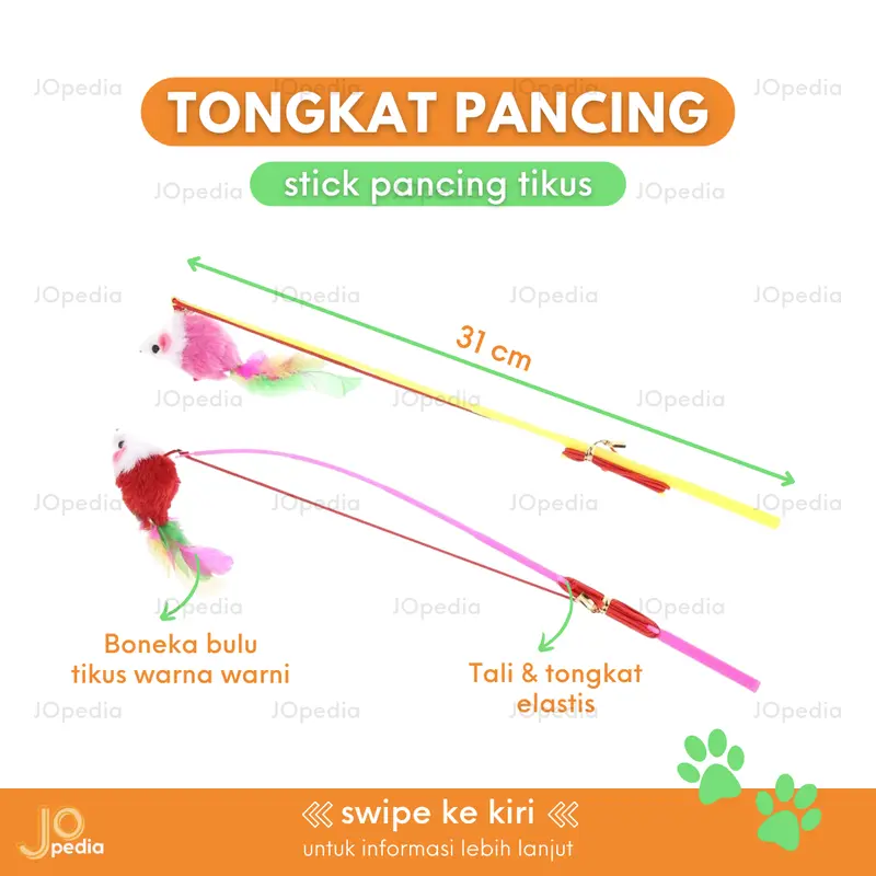 TONGKAT PANCING TIKUS Mainan Kucing Tongkat Bulu Stick Pancing Cat Toy 1