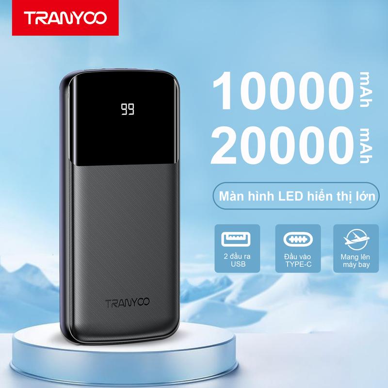[TRANYOO] Sạc Dự Phòng 10000mAh Màn Hình LED D08 D09 2 Cổng USB Kép sạc iphone, Cho Android/IOS Phụ Kiện sạcdựphòng Pin Dự Phòng Đèn 20000mAj