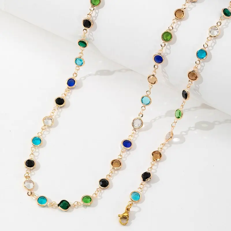 [Fanyee] Kalung Vintage Modis yang Sangat Indah Kalung panjang berwarna-warni temperamen kelas tinggi Q360 5