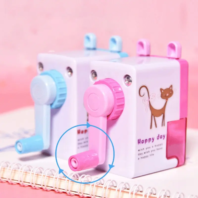 [READY] Aimilo Rautan Serutan Pensil Putar Gaya Kartun Sharpener Rautan Meja 4 Warna Plastik Pena Stationery 5