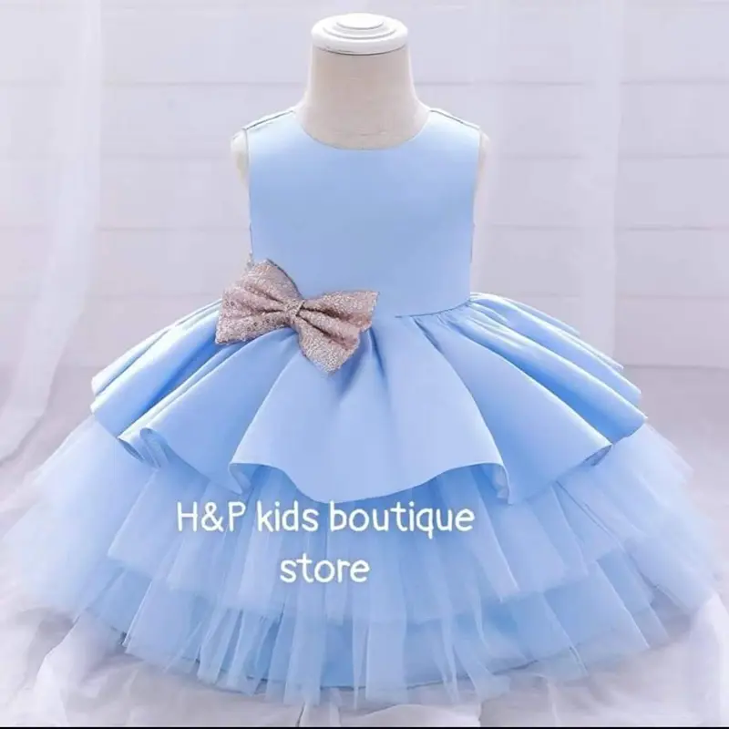 đầm công chúa xòe đính nơ siêu cưng cho bé 07-20kg 1