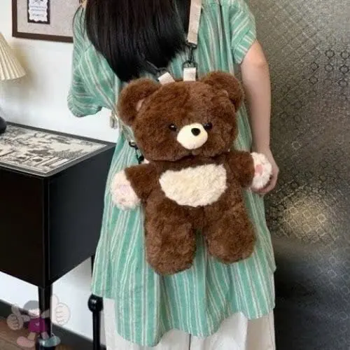 Balo gấu bông sức chứa lớn Nhung Đeo Vai Backpack balo gấu nâu, balo heo hồng, balo voi xanh 7