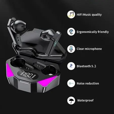 Headset Bluetooth TWS X15 COD X15 Gaming Earphone True Wireless Stereo Gaming earbud Tampilan Digital Nirkabel Bluetooth 5.3 Headset Stereo Olahraga Headphone In-Ear Tahan Air headset  full handsfree device 3