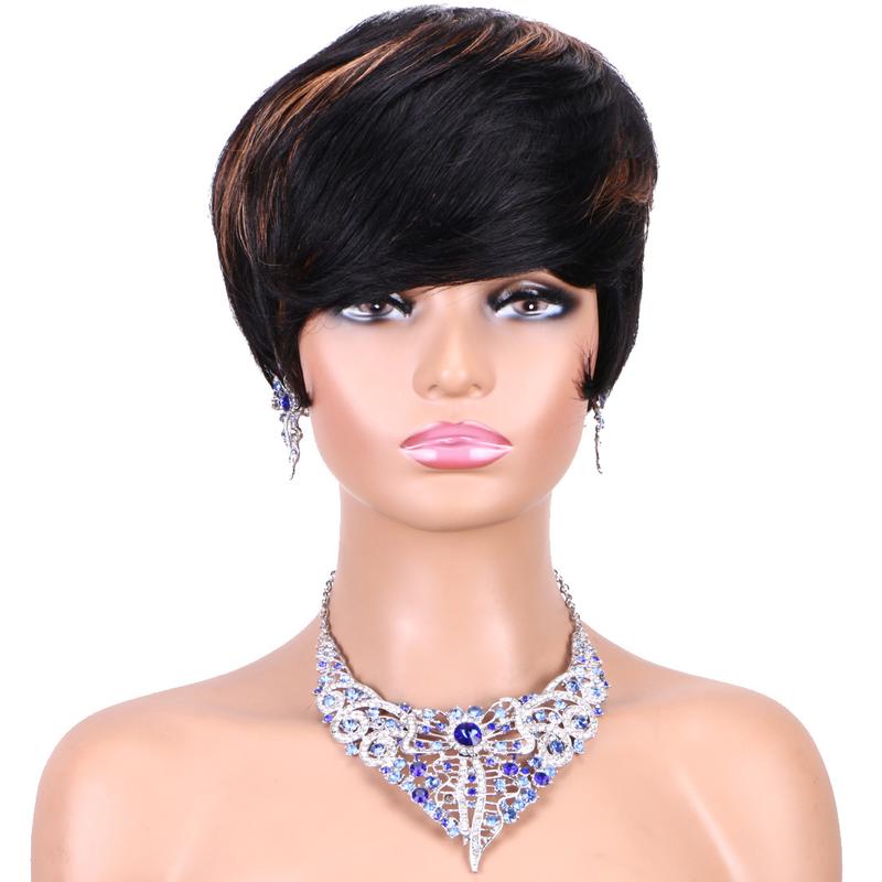 Wholesale Brazilian 100% Human Hair Machine Made Bob Wigs  Pixie Cut Wig Human Hair Short Pixie Wigs for Black Women 4