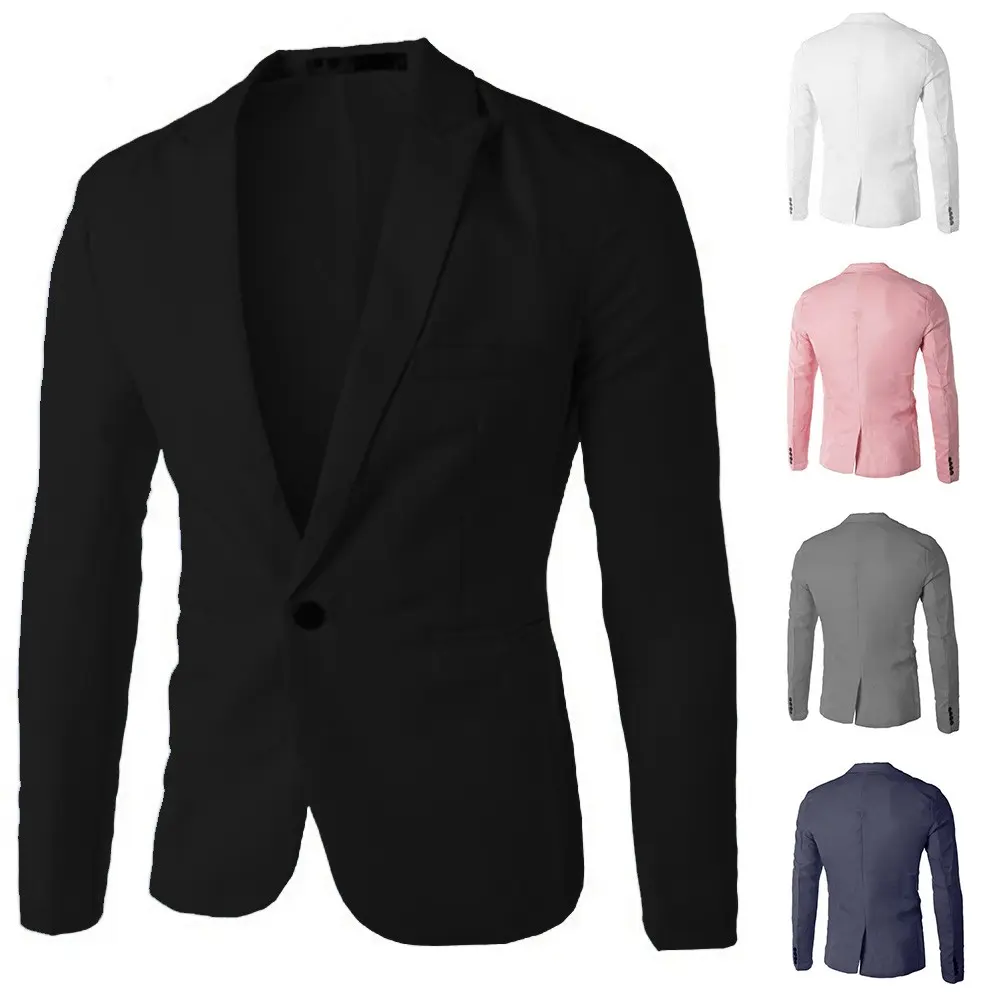 Jaket Blazer Butang, untuk Lelaki, Gaya Perniagaan Formal, Slim Fit, Sesuai untuk Kerja, Pakaian Kasual, Atasan Sut
