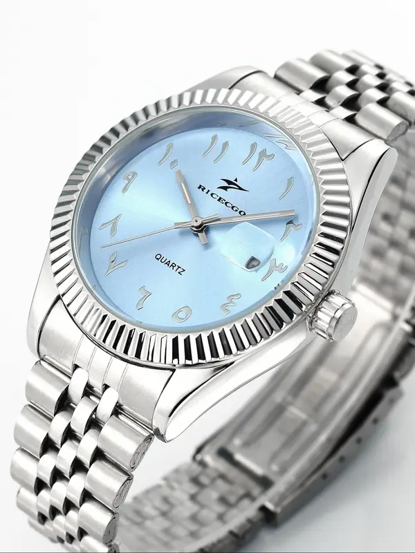 Ricecgo Men's Classic Quartz Watch, Business Style, Stainless Steel Strap, Ideal Gift for Birthdays Or Special Occasions, Father's Day Gift 6
