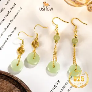 USHOW Anting-anting Jade Baru Emas Perhiasan Wanita