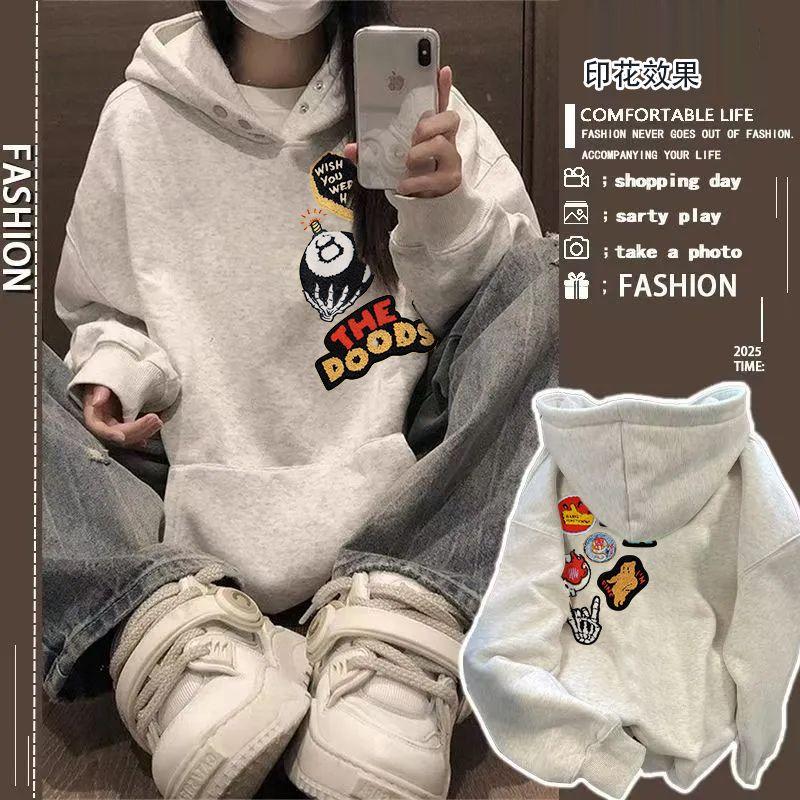 Product Introduction of Áo Hoodie Phong Cách Đường Phố Cho Nam, Phong Cách Năm Mới, In Chữ Mỹ Lót Lông Cừu, Dày Dặn, Dáng Rộng Vừa Vặn, Áo Phong Cách Ins, Dành Cho Nữ 8