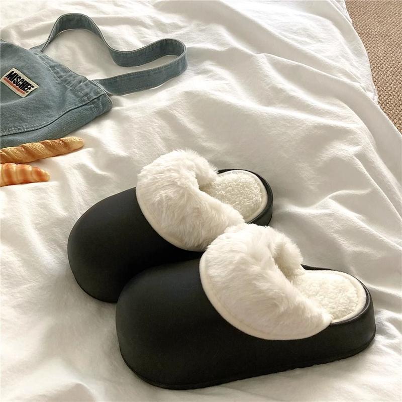  Dép lông đi trong nhà Dép bông dép bánh mì nữ Đế Cao Có Thể Tháo Rời Lót Slipper Cao Su Slipper Cao Su Hoa Có Quai Nhung 