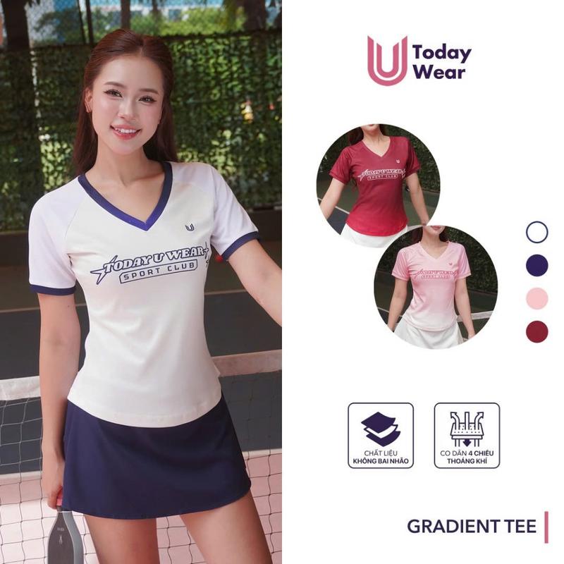 [Deal mở bán] Áo thun nữ thể thao cổ tim Gradient Tee Today U Wear năng động trẻ trung vải thoáng khí, chơi pickleball tennis cầu lông