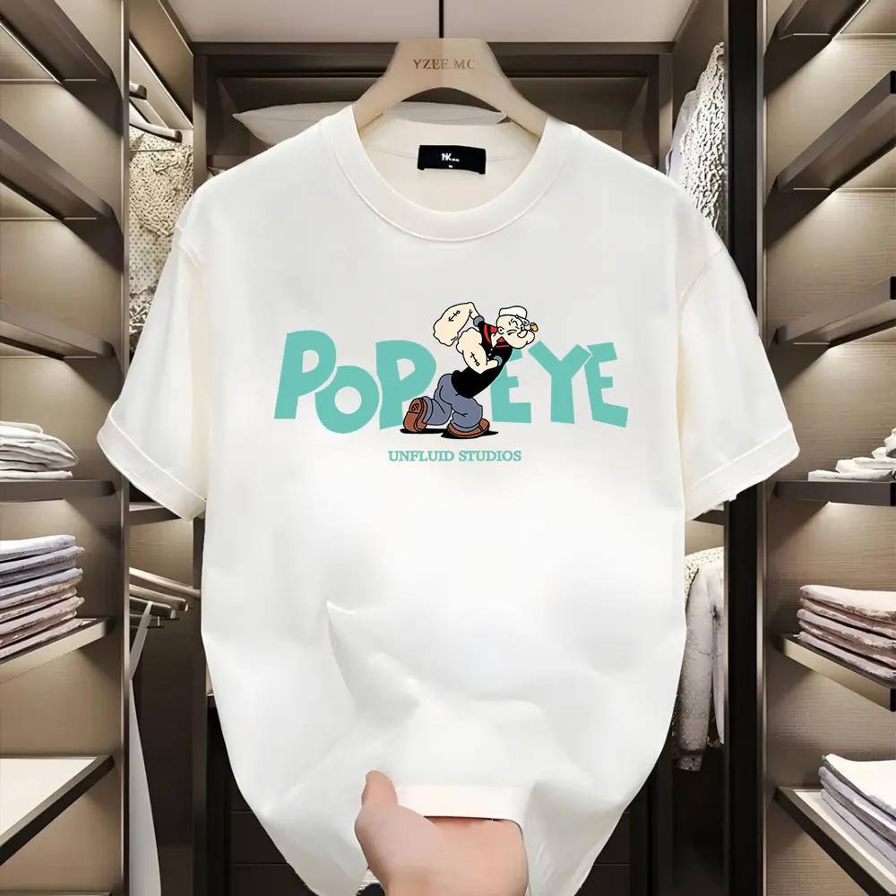 Kaos lengan pendek longgar kasual motif Superman Bayam 100% katun untuk pria