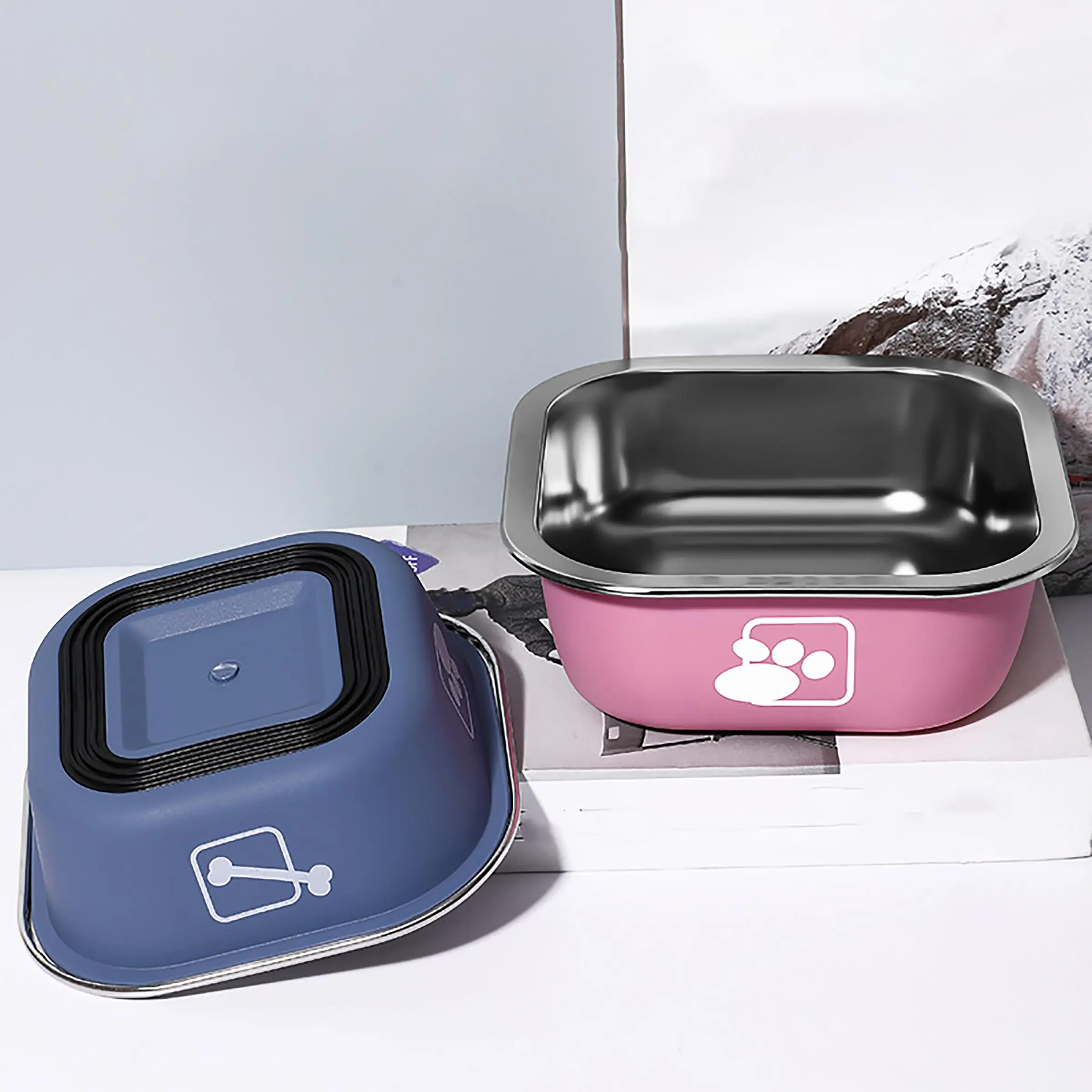 Stainless Steel Pet Bowl, 1 Count Anti-spill Dog Food Bowl, Pet Feeding Bowl, Pet Supplies for Dogs & Cats, Dog & Cat Accessories