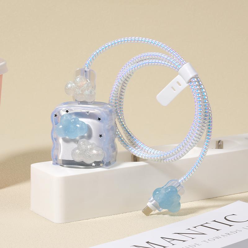 【COD】[Model Terbaru]Cute Charging Protection Set Desain Dekorasi 3D Kompatibel dengan IP 18 / 20W