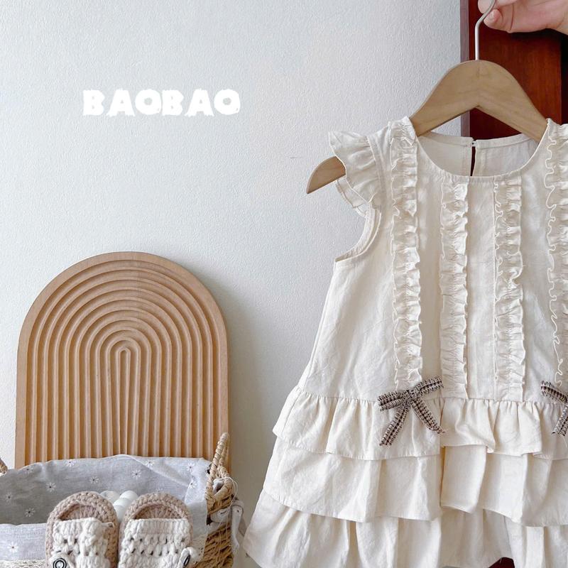 [BAOBAO-ODER] VÁY CỔ TRÒN TAY CÁNH TIÊN BÈO 2 TẦNG GẮN NƠ XINH XẮN CHO BÉ GÁI - M412 1