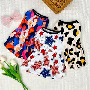 Vestido de verano para perra princesa, para perros pequeños y medianos, falda para mascotas con encaje y moño estampado, moda para cachorros de poodles y chihuahuas