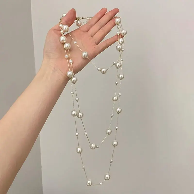 Vòng Cổ Ngọc Trai Trắng Sữa Phong Cách Pháp, Thiết Kế Nhiều Vòng Tròn Và Đôi Dài, Chất Lượng Cao, Thích Hợp Cho Áo Len, Năm 2025