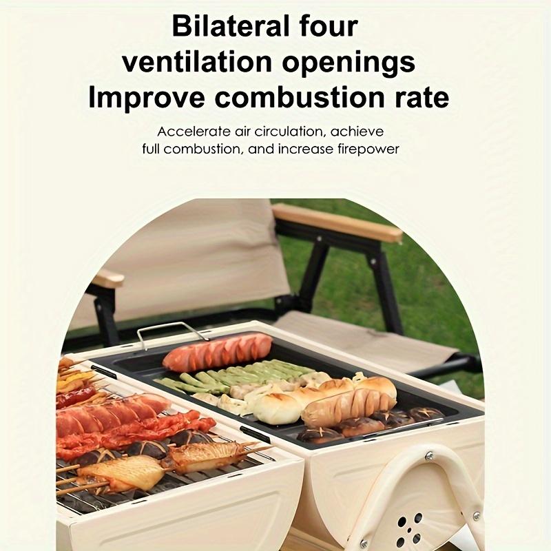 Product Introduction of Outdoor Barbecue Grill Made of Black Wood and Stainless Steel, with Shelves, Suitable for Courtyard, Home and Kitchen, Safe Food Contact, with BBQ Tool Set 9