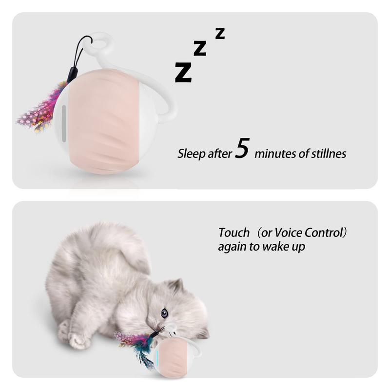 Product Introduction of Interactive Cat Toy, 1 Box USB Rechargeable 5 in 1 Automatic Ball with LED Light, Smart Sound & Touch Control Cat Teaser Toy, Pet Supplies 2