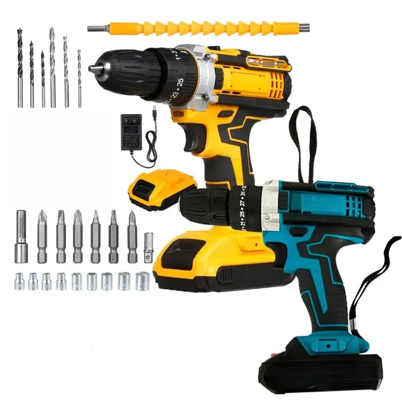 Parafusadeira e Furadeira 3.6V/12V/21V/36V/48V Recarregável Com 2 Baterias Maleta Kit Completo Bivolt Uso Doméstico E Profissional 28/30 Peças