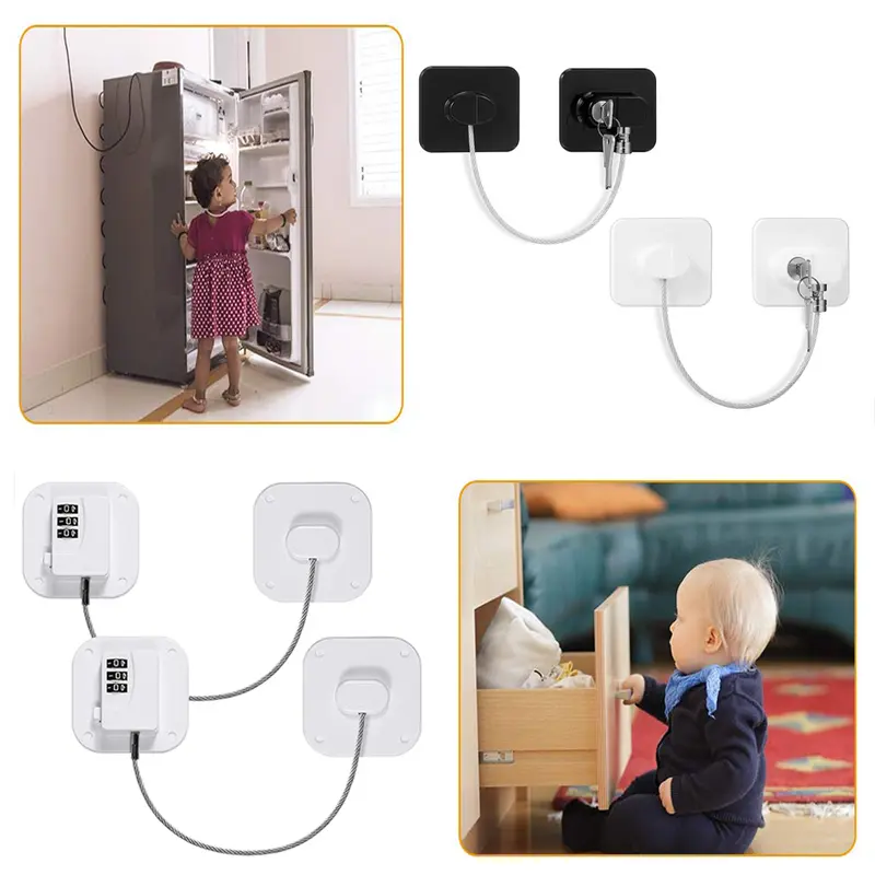 Khóa tủ bảo vệ trẻ em, cho cửa sổ, tủ quần áo trượt, tủ lạnh, với chìa khóa kim loại hoặc khóa mã, mật khẩu kỹ thuật số, khóa tủ 1