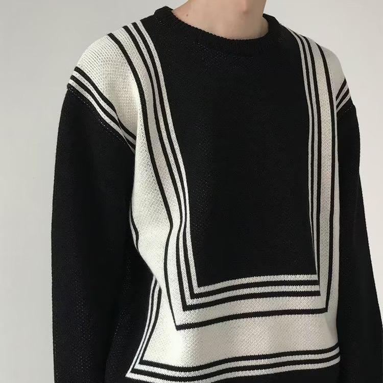 Áo Len Nam Cổ Tròn Phối Kẻ DYACI Kiểu Dáng Sweater Phong Cách Hàn Quốc AL66 Menswear Sọc 2