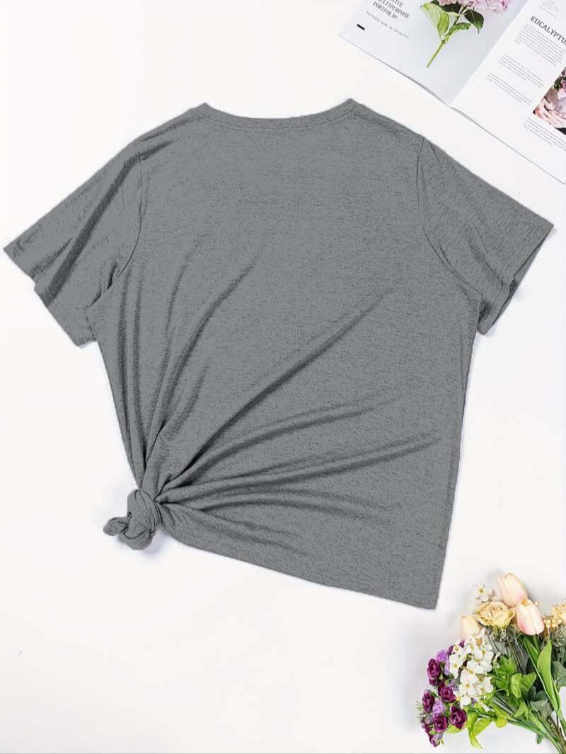 Product Introduction of 【Plus Size】 Letter Print Round Neck Tee, Fashion Casual Crew Neck Short Sleeve T-Shirt for Daily Outdoor Wear, Women Clothing for All Seasons 8