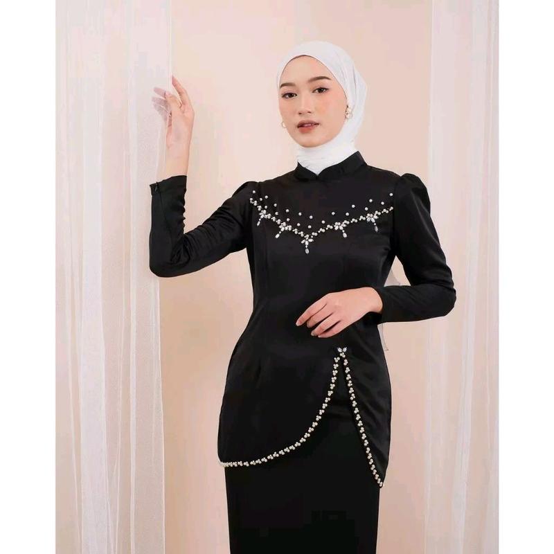 baju kurung melayu,dress pesta felicya Slim-fitting Muslim Payet Mutiara Maxmara Kondangan Wanita 2