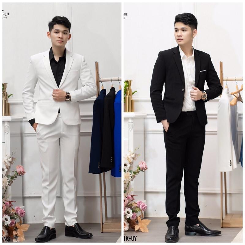 Bộ vest nam, vest nam công sở gồm áo vest và quần (tặng cavat+ kèm phụ kiện cài vest bông lúa+ 2 quần sịp nam), kiểu dáng trẻ trung form Hàn Quốc Menswear