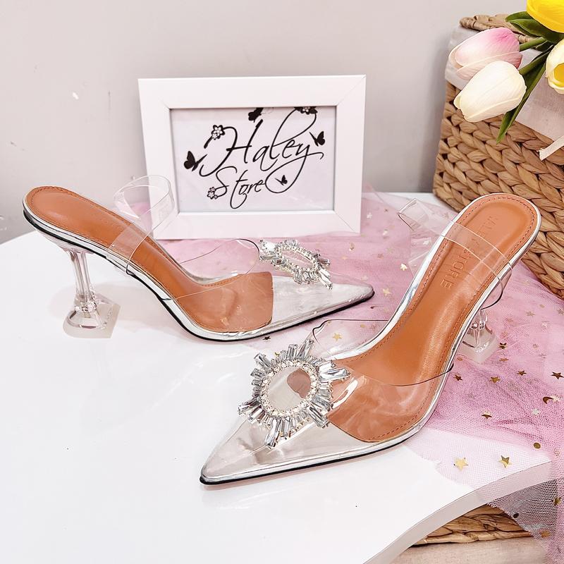 Product Introduction of (FORM NHỎ- LẤY LÊN 1 SIZE)Giày cao gót phale đá mặt trời bít mũi 9cm/7cm HALEY STORE mika trong suốt đi chơi đi tiệc đi làm đám cưới kỉ yếu 11