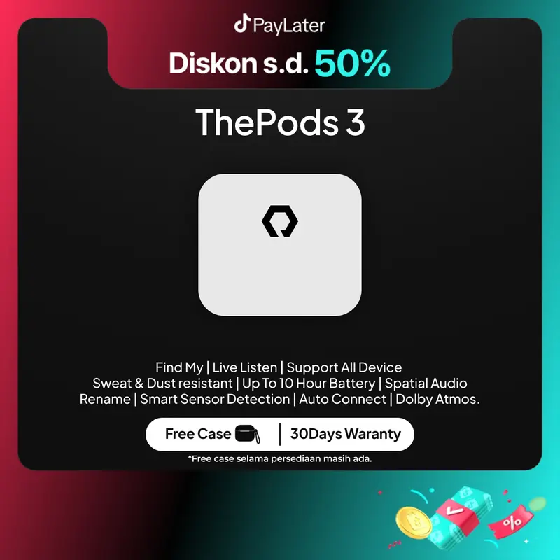 [FREE CASE] PRIME 3 Series - True Wireless Bluetooth Earphone Spatial Audio IMEI Serial Number Support iOS Android Wireless Case by Pods Indonesia 3