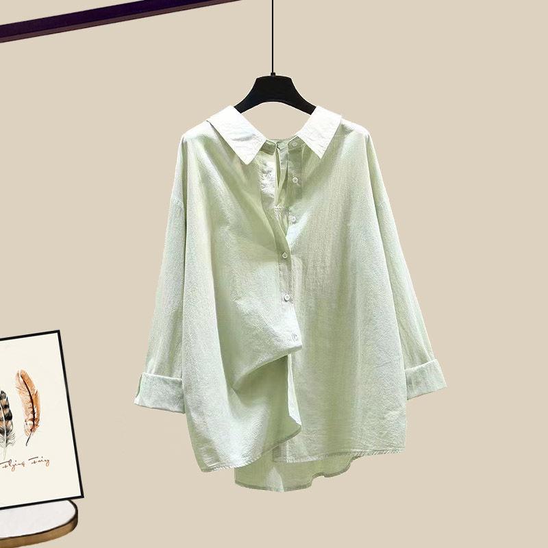 Product Introduction of plus Size Women's Summer Suit Female 2024 New Slim Korean Style Shirt Cross Tank Top Wide Leg Pants Three-Piece Suit Suit 9