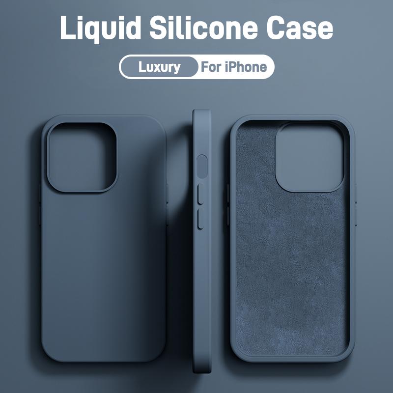 Ốp Silicon Lỏng Bảo Vệ Cho Apple iPhone, Tương Thích Với 15, 14, 13, 12, 11, Pro Max Và Plus, Ốp Lưng Chống Sốc Sang Trọng Mềm, Phụ Kiện Điện Thoại