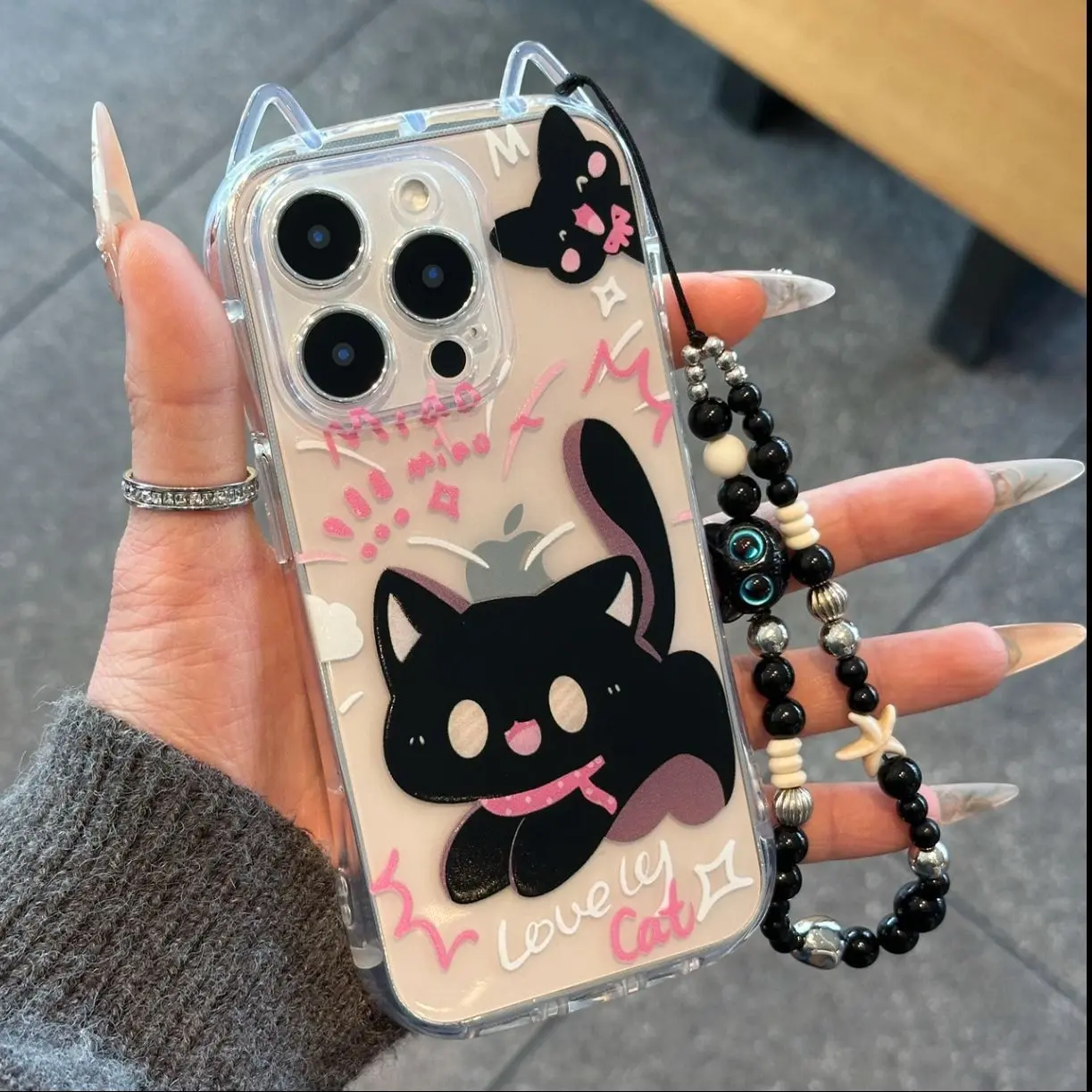 Suitable for iPhone 17 Transparent Cute Black Cat Phone Case Apple 13 Pro Cartoon Kitten Bracelet Protective Cover iphone 17 pro max case salish phone case - TikTok Shop Singapore Suitable for iPhone 17 Transparent Cute Black Cat Phone Case Apple 13 Pro Cartoon Kitten Bracelet Protective Cover iphone 17 pro max case salish phone case - TikTok Shop Singapore