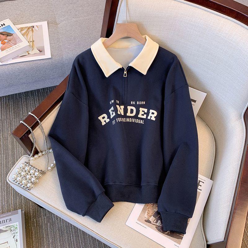 Product Introduction of Polo Collar Sweater for Women 2024 Spring and Autumn New Color Matching Long-Sleeved Thin Sweater Female Students Jacket Female 45