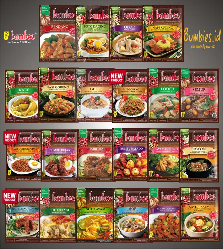 Bumbu Bamboe Export 33 Varian Rasa Bumbu Dapur Instan Masak | Gule kare opor rendang soto ayam soto madura ayam goreng nasi goreng rawon sayur asem bumbu rujak bali balado lodeh SOP SGA Empal Krengsengan Semur Soto Betawi Mie Goreng 0